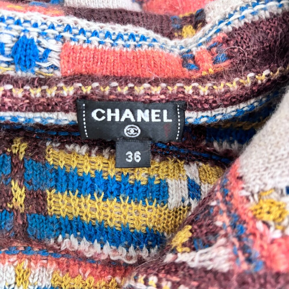 CHANEL Brown Multi Check Cashmere Blend Cardigan - Picture 7 of 9